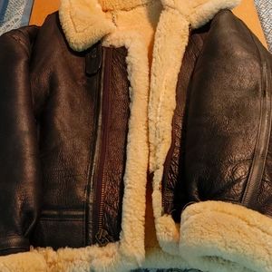 Men's L B-3 Flyers Bomber Sheepskin and Leather Jacket